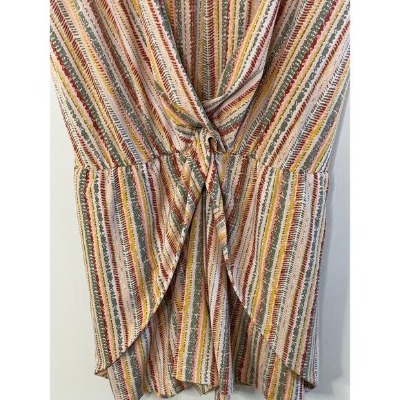 BCBGeneration Abstract Striped Twist Front Romper Multi Rainbow Boho Women M - Picture 2 of 12